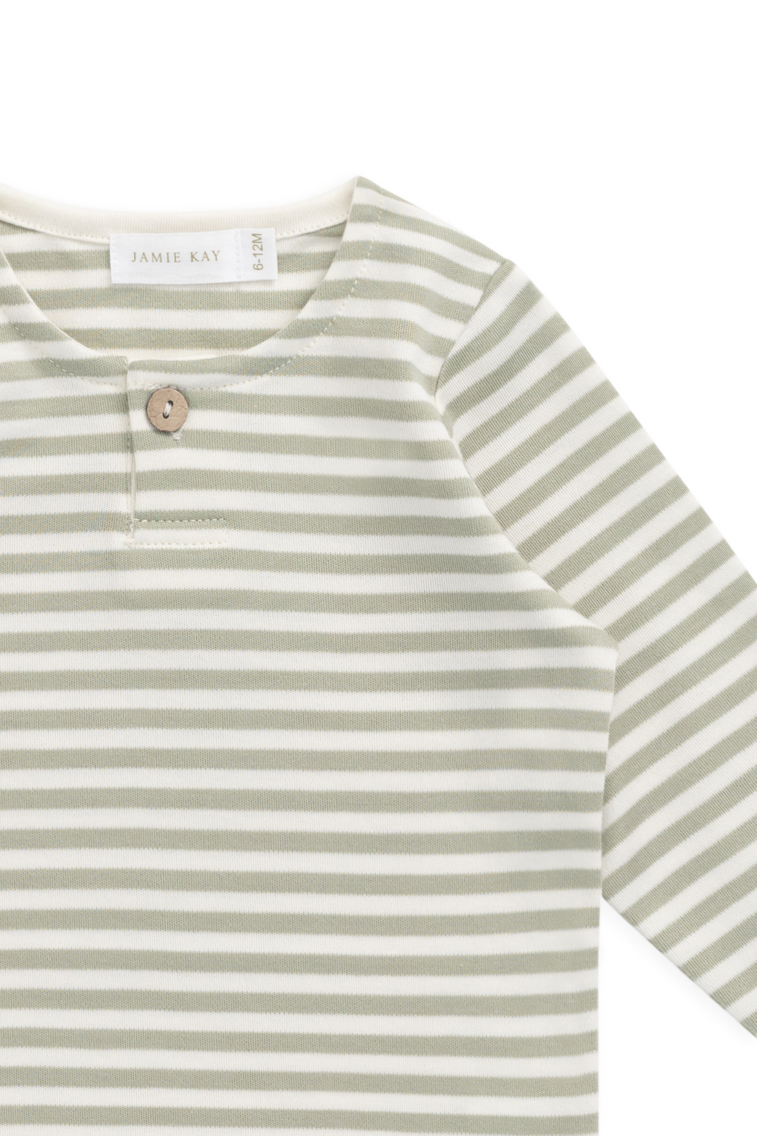 Pima Cotton Shae Top - Narrow Stripe Lichen / Cloud Childrens Top from Jamie Kay NZ