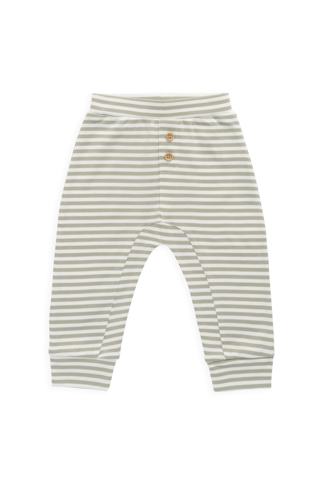 Pima Cotton Wesley Pant - Narrow Stripe Lichen / Cloud Childrens Pant from Jamie Kay NZ