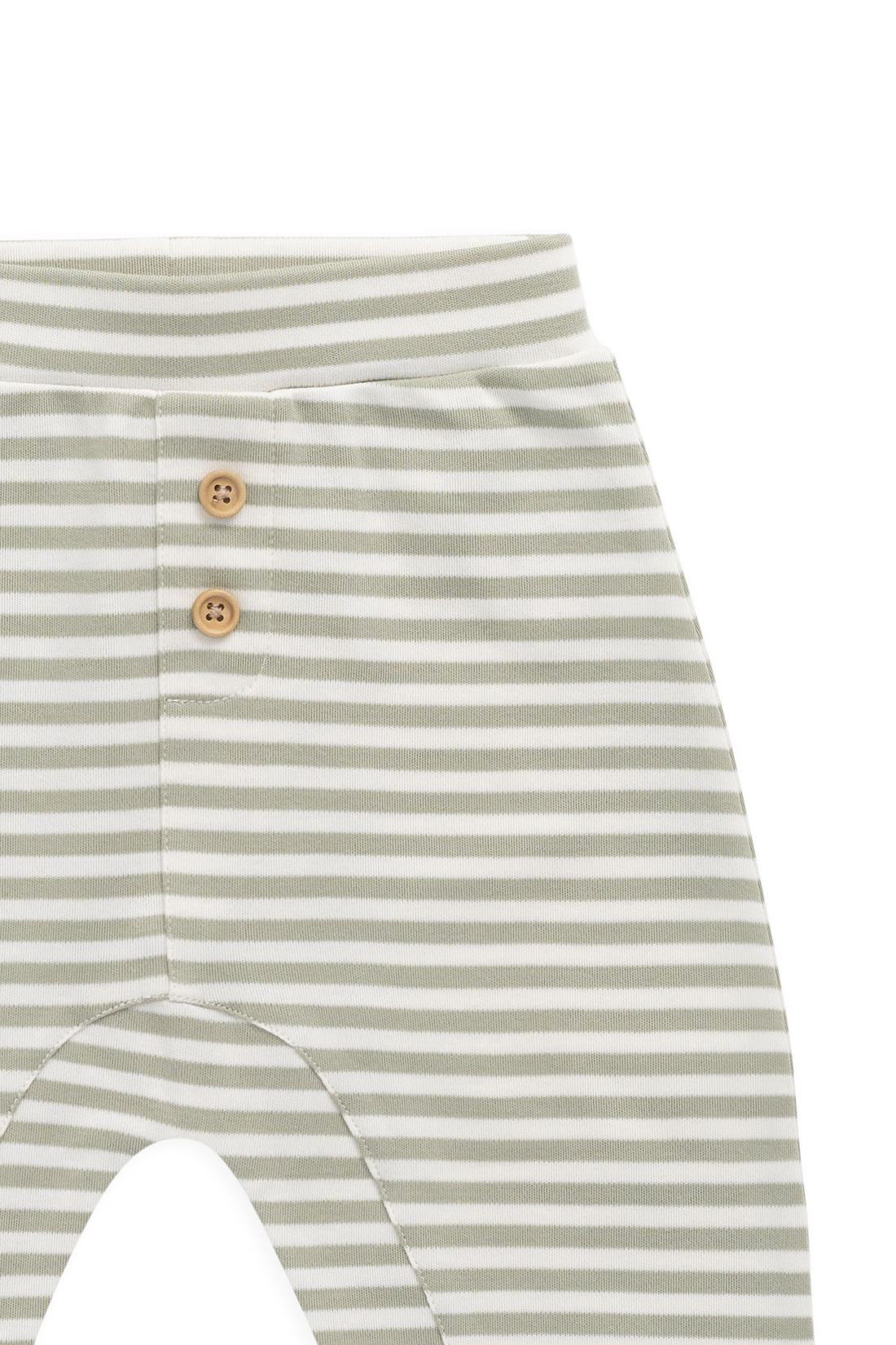 Pima Cotton Wesley Pant - Narrow Stripe Lichen / Cloud Childrens Pant from Jamie Kay NZ