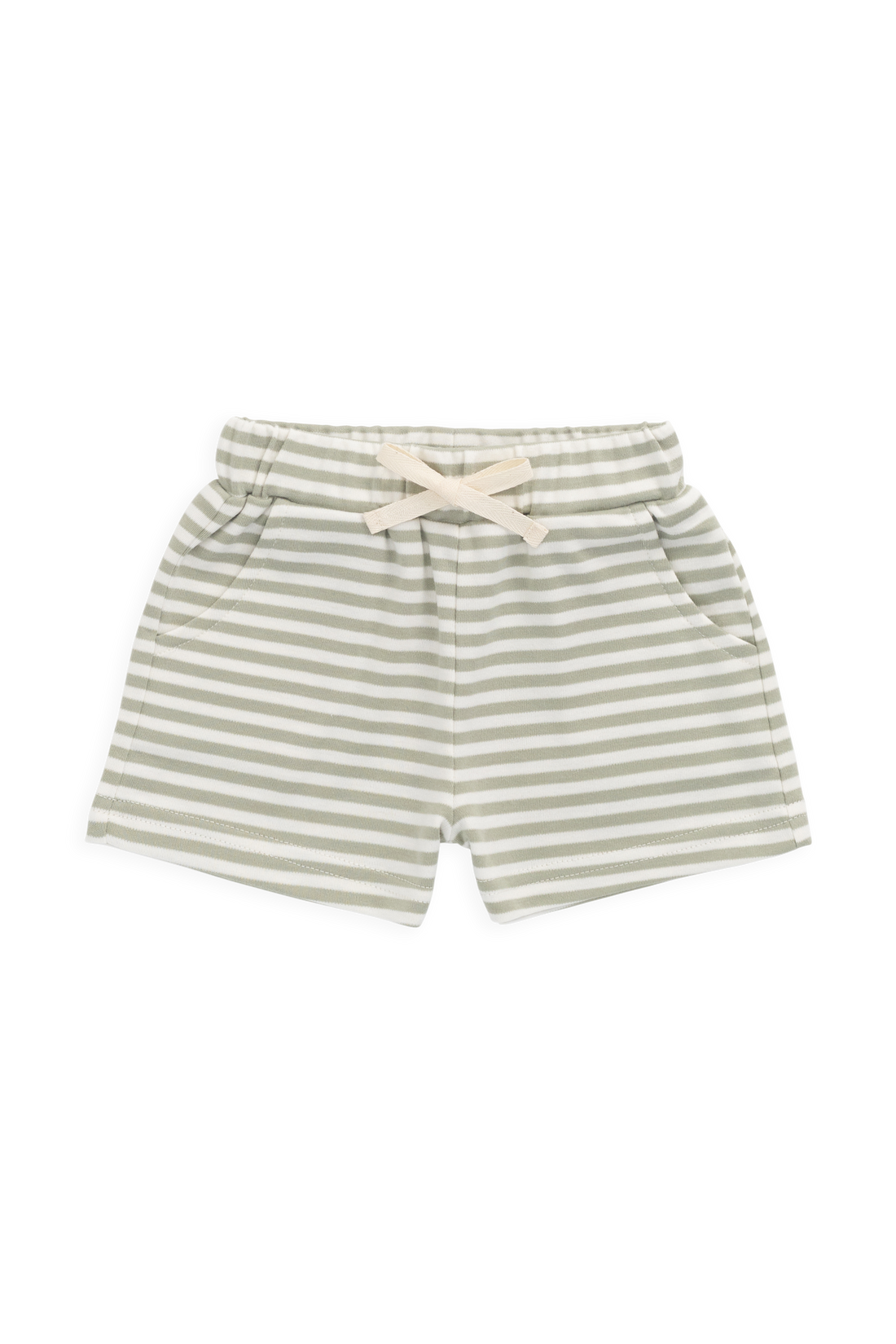 Pima Cotton Wesley Short - Narrow Stripe Lichen / Cloud Childrens Short from Jamie Kay NZ