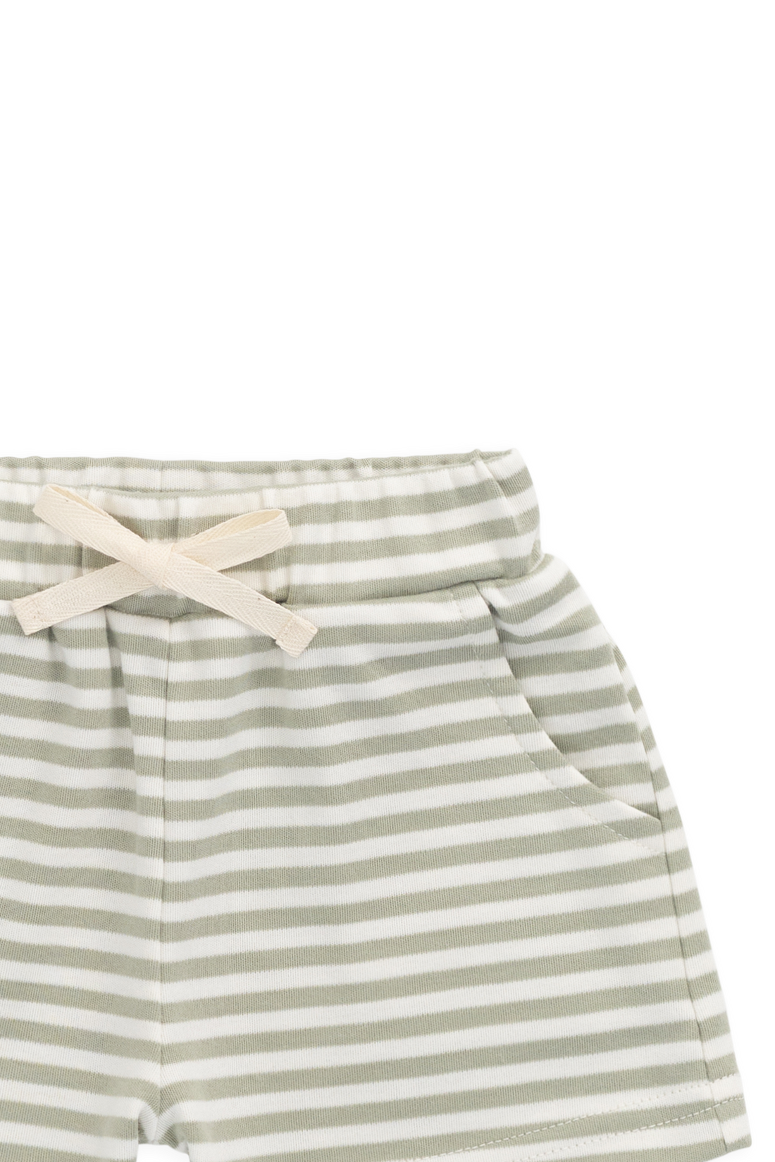 Pima Cotton Wesley Short - Narrow Stripe Lichen / Cloud Childrens Short from Jamie Kay NZ