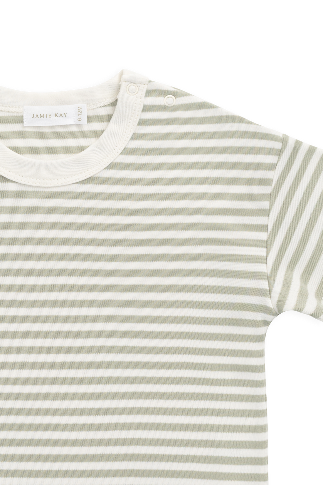 Pima Cotton Wesley Tee - Narrow Stripe Lichen / Cloud Childrens Top from Jamie Kay NZ