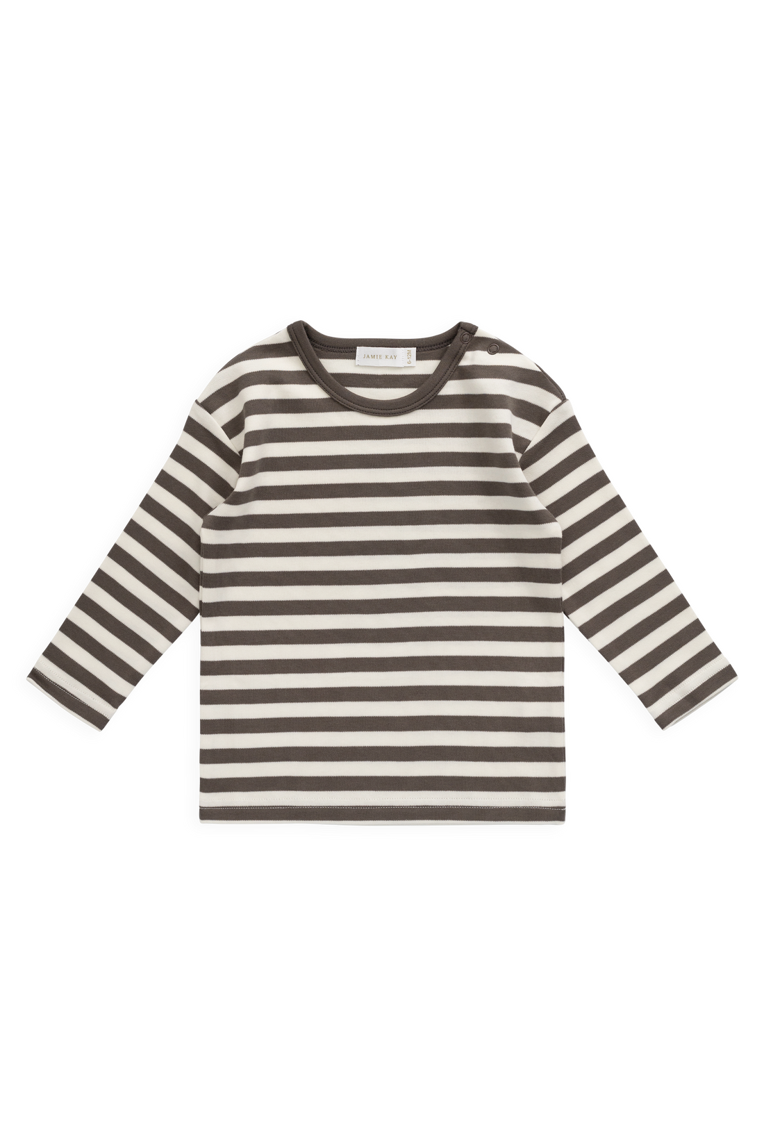 Pima Cotton Arnold Long Sleeve Top - Essential Stripe Raku/Cloud Childrens Top from Jamie Kay NZ