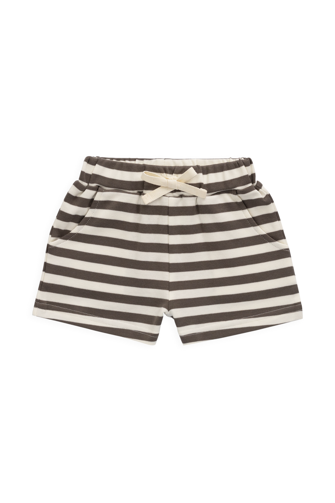 Pima Cotton Wesley Short - Essential Stripe Raku/Cloud Childrens Shorts from Jamie Kay NZ