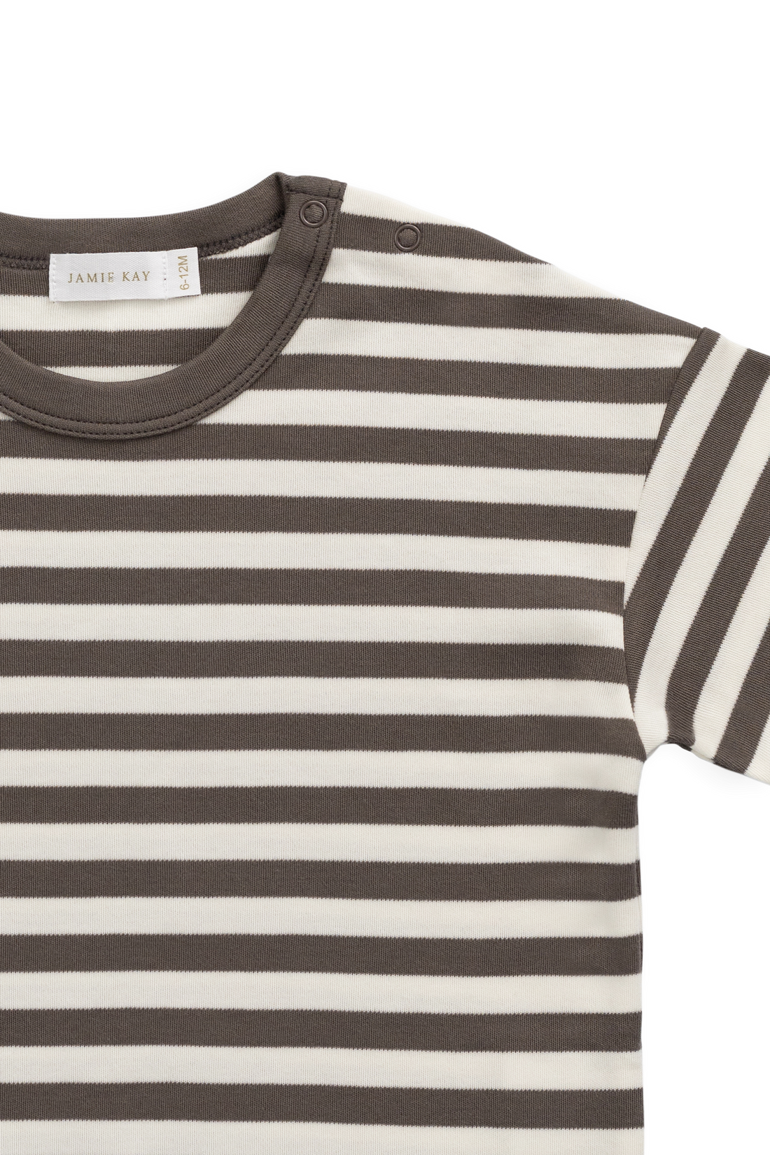Pima Cotton Wesley Tee - Essential Stripe Raku/Cloud Childrens Top from Jamie Kay NZ