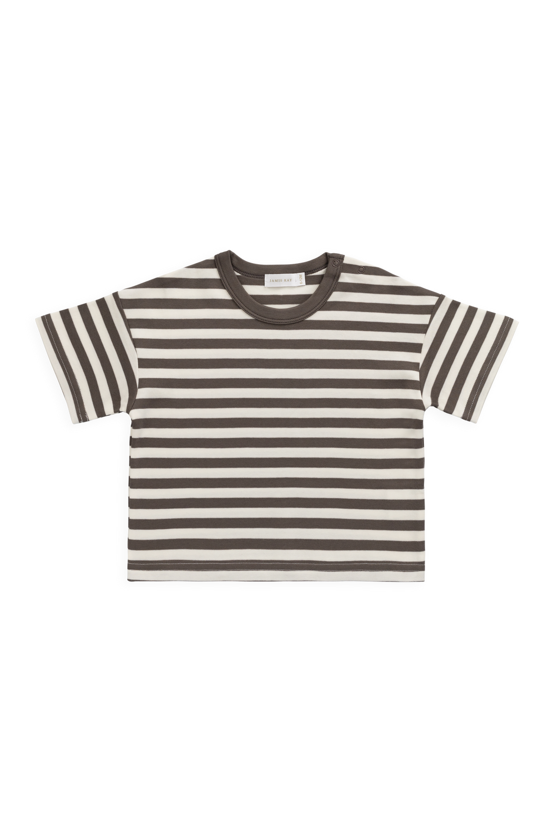 Pima Cotton Wesley Tee - Essential Stripe Raku/Cloud Childrens Top from Jamie Kay NZ