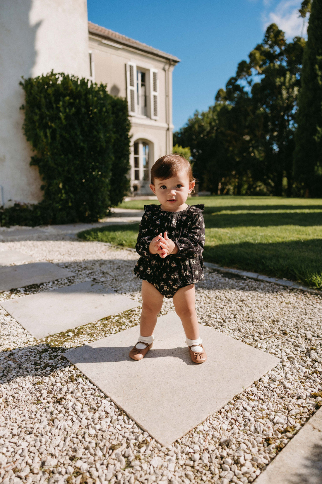 Organic Cotton Caroline Playsuit - Cassie Caviar Childrens Playsuit from Jamie Kay NZ