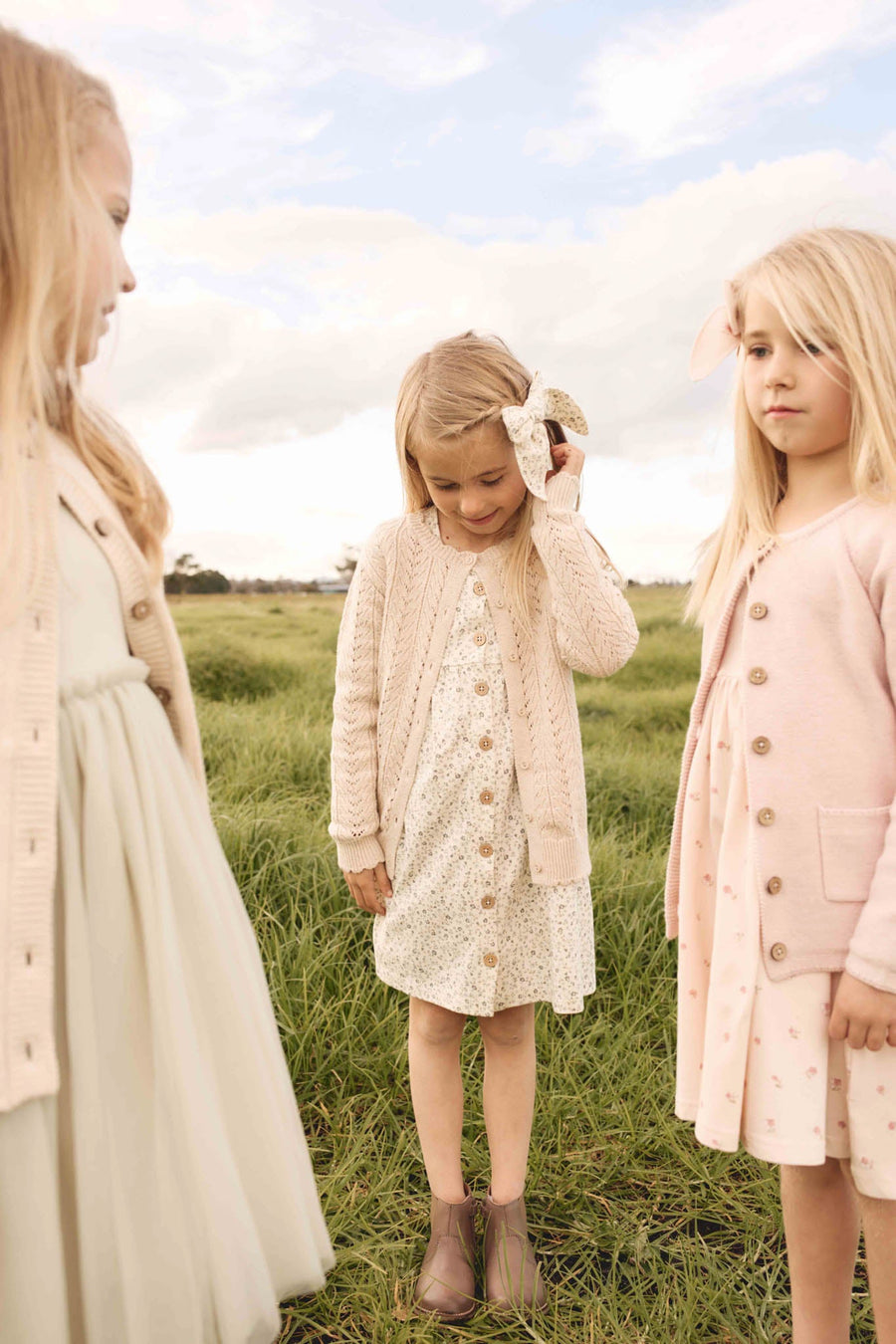 Organic Cotton Poppy Dress - Dainty Egret Blues Childrens Dress from Jamie Kay NZ