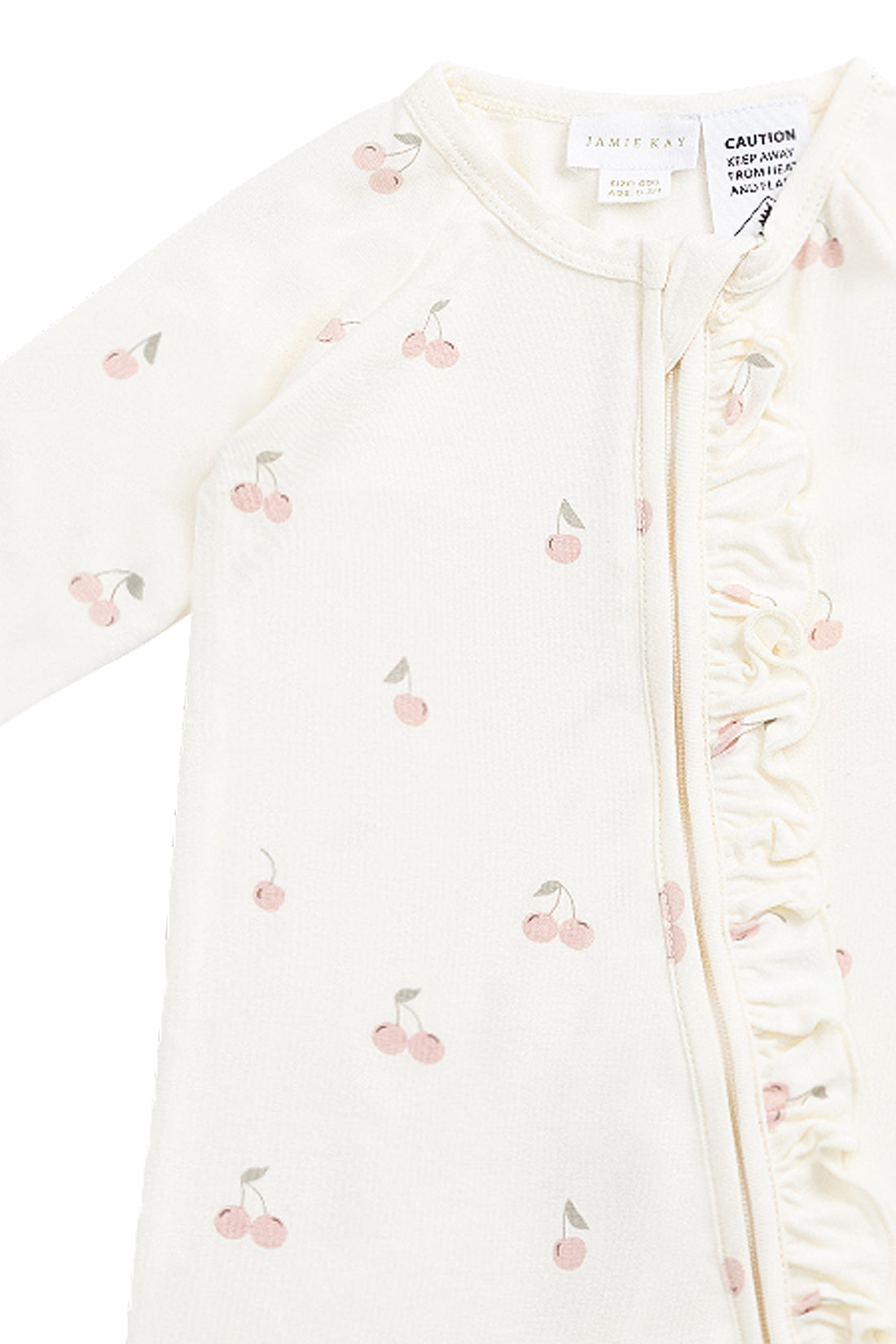 Bamboo Melanie Onepiece - Cherry Love Parchment Childrens Pyjama from Jamie Kay NZ