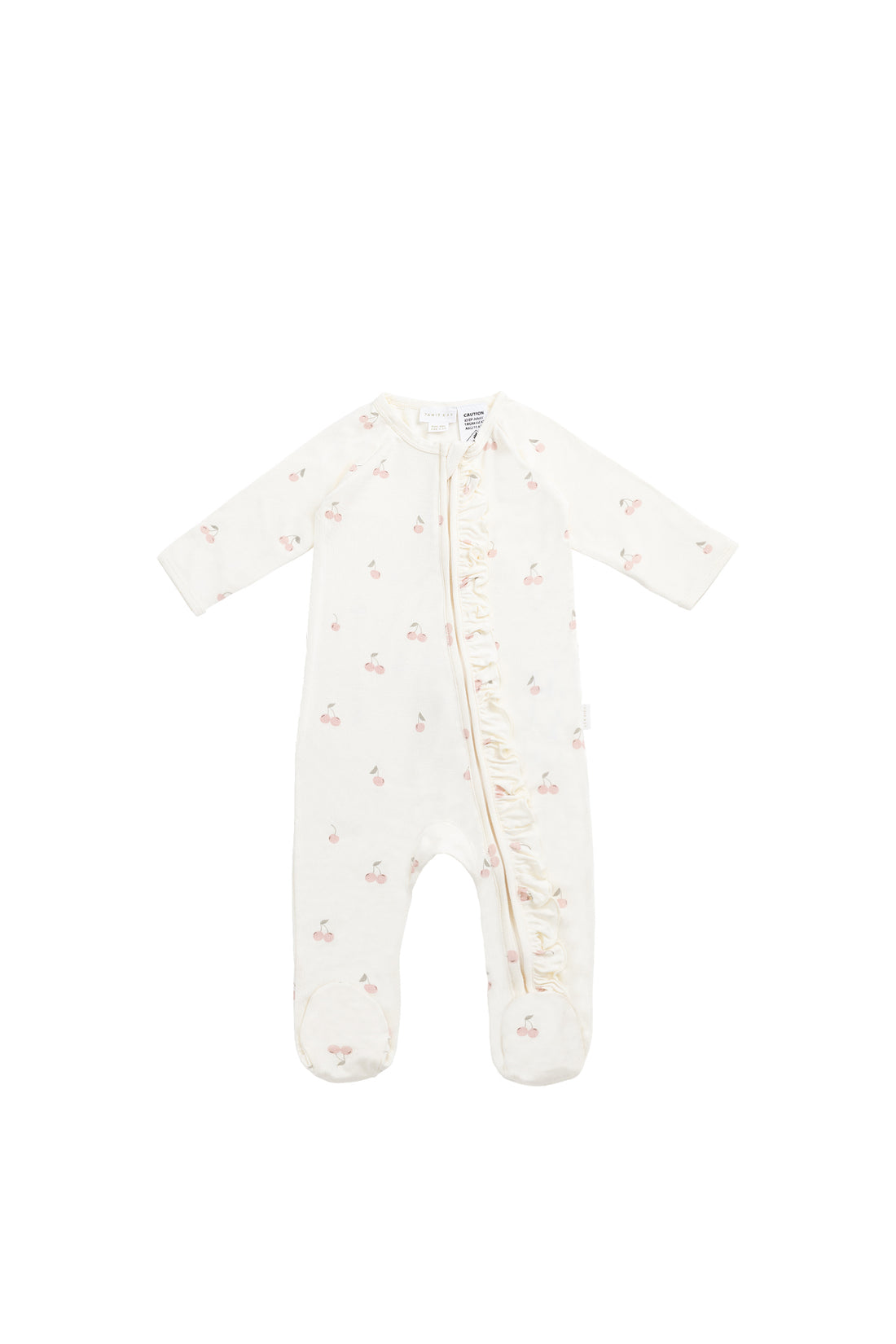 Bamboo Melanie Onepiece - Cherry Love Parchment Childrens Pyjama from Jamie Kay NZ