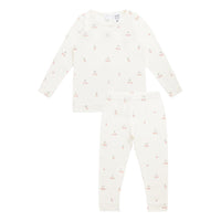 Bamboo Farley Long Sleeve Pyjama Set - Cherry Love Parchment Childrens Pyjama from Jamie Kay NZ