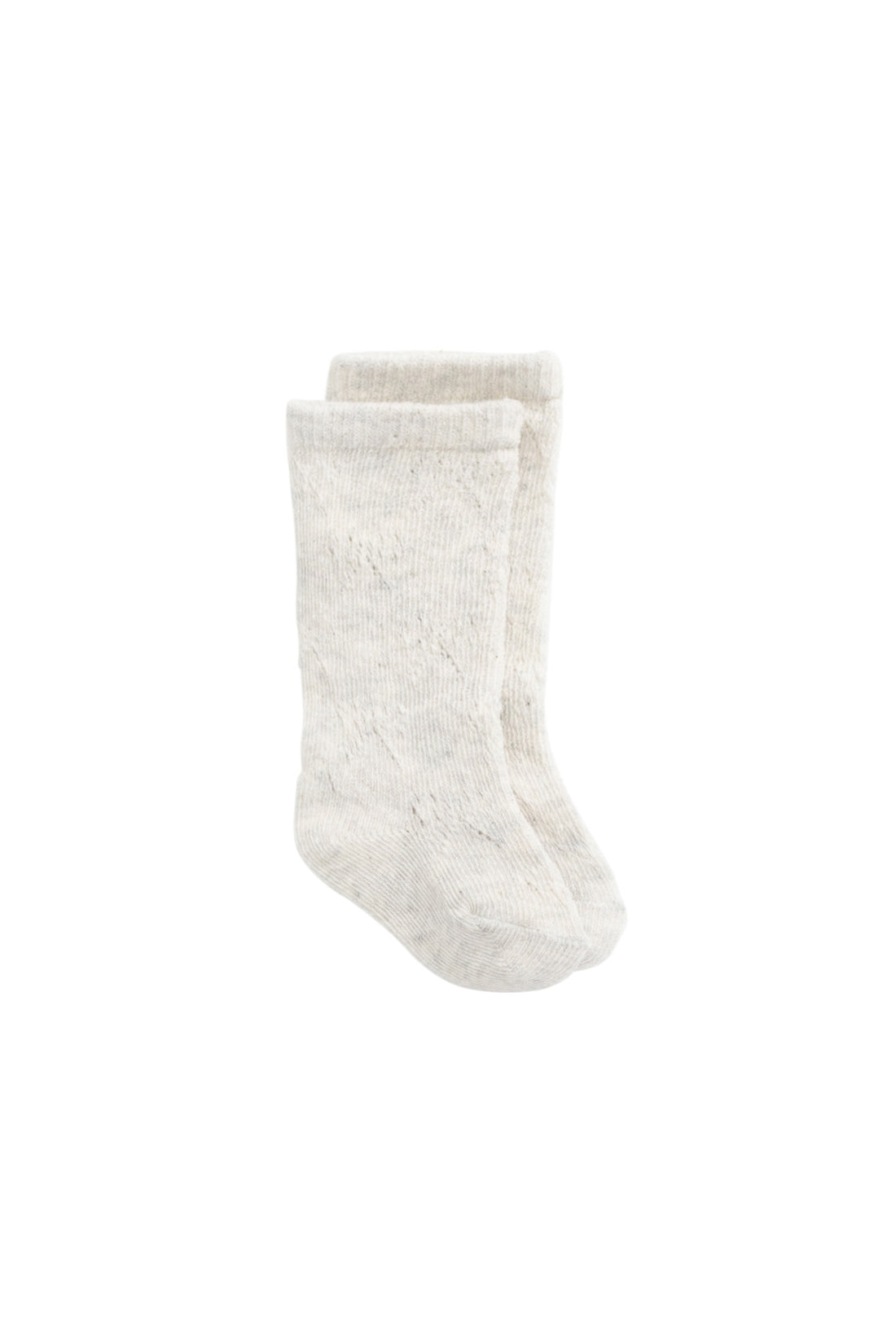 Bow Pointelle Knee High Sock - Light Oatmeal Marle Childrens Sock from Jamie Kay NZ