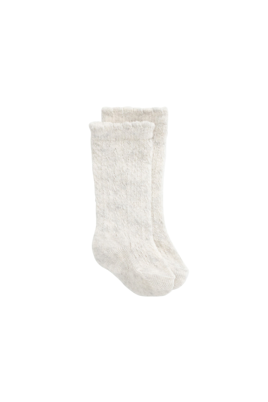 Emily Pointelle Knee High Sock - Light Oatmeal Marle Childrens Sock from Jamie Kay NZ