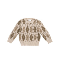 Enzo Jumper - Enzo Jacquard Oatmeal Marle Childrens Jumper from Jamie Kay NZ