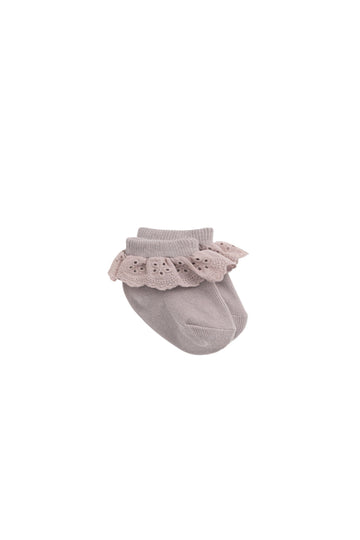 Frill Ankle Sock - Mushroom Childrens Socks from Jamie Kay NZ