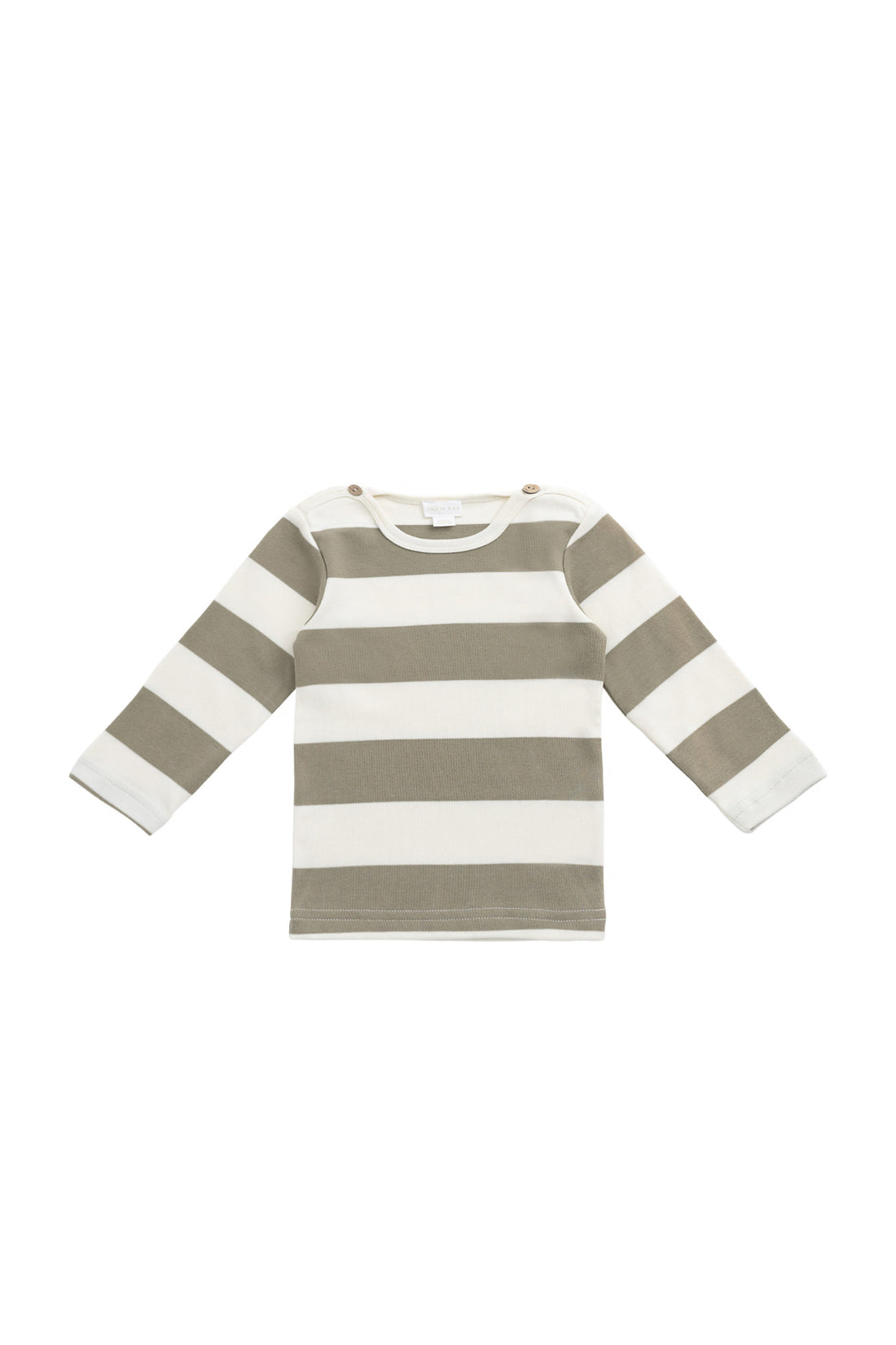 Matteo Pima Cotton Long Sleeve Top - Broad Stripe Cloud/Twig Childrens Top from Jamie Kay NZ