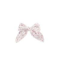 Organic Cotton Bow - Adaline Berries Ballet Pink Childrens Hair Bow from Jamie Kay NZ