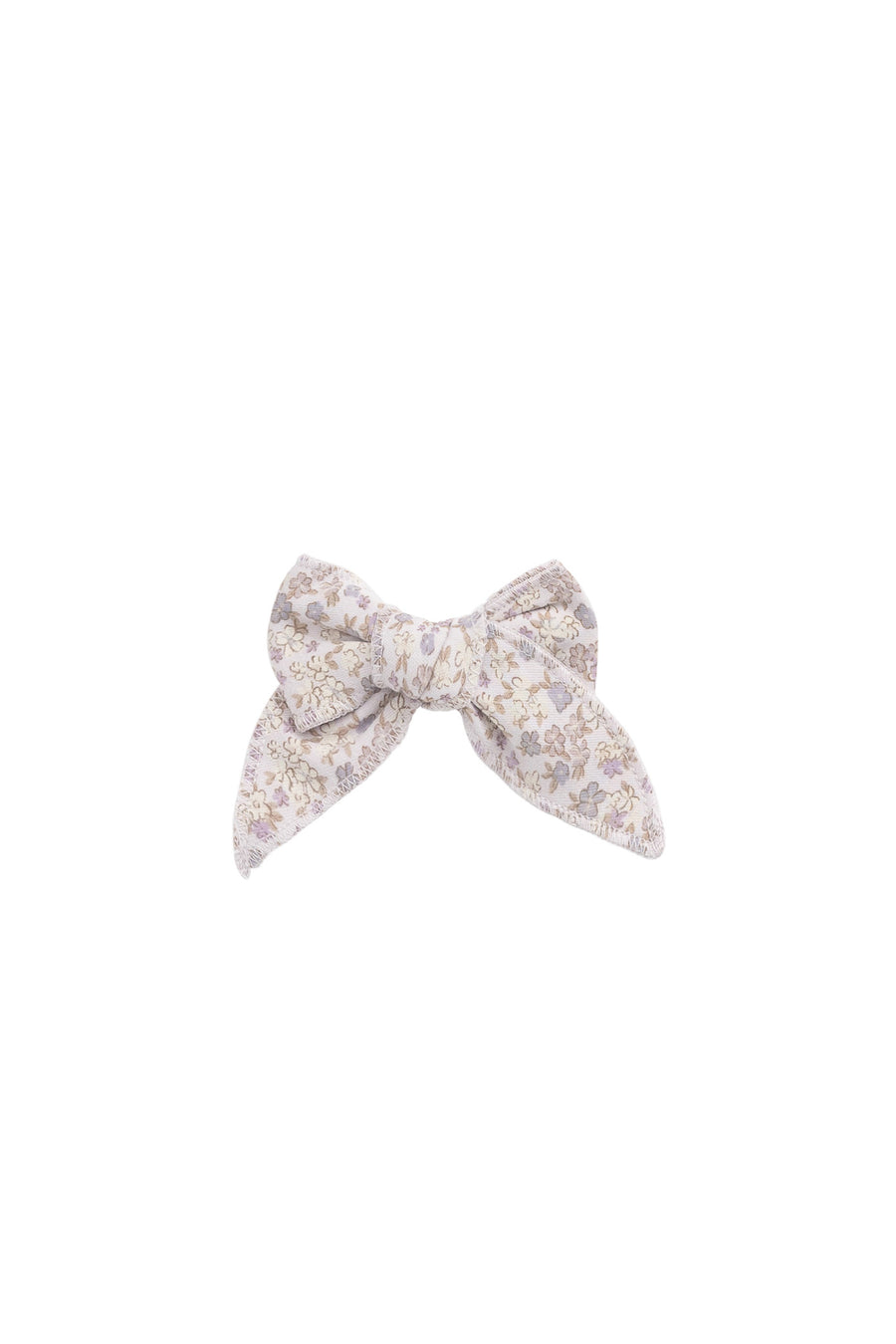 Organic Cotton Bow - Amber Floral Lilac Ash Childrens Bow from Jamie Kay NZ