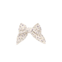 Organic Cotton Bow - Blueberry Field Raindrops Childrens Hair Bow from Jamie Kay NZ