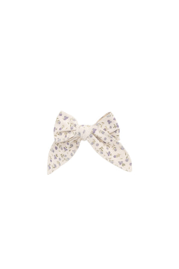 Organic Cotton Bow - Blueberry Field Raindrops Childrens Hair Bow from Jamie Kay NZ