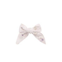 Organic Cotton Bow - Sweet Pea Floral Childrens Bow from Jamie Kay NZ