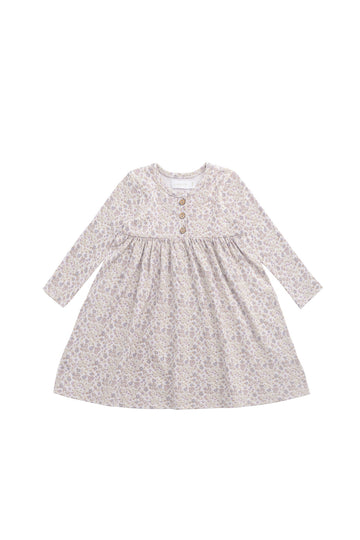 Organic Cotton Bridget Dress - Amber Floral Lilac Ash Childrens Dress from Jamie Kay NZ