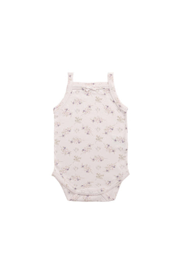 Organic Cotton Bridget Singlet Bodysuit - Sweet Pea Floral Childrens Singlet Bodysuit from Jamie Kay NZ