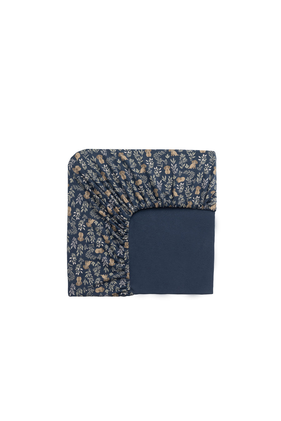 Organic Cotton Cot Sheet - Charlie's Backyard Navy Childrens Accessories from Jamie Kay NZ