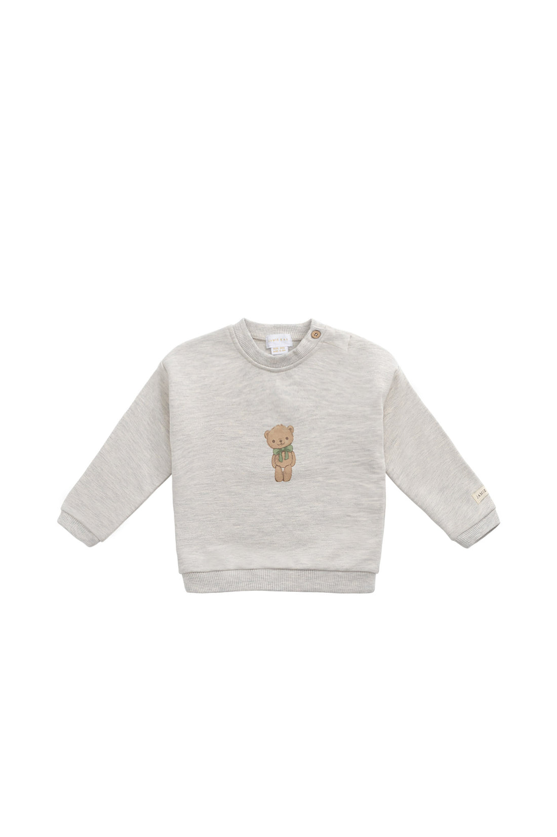 Organic Cotton Damien Sweatshirt - Oatmeal Marle Little Ted Childrens Top from Jamie Kay NZ