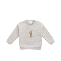 Organic Cotton Damien Sweatshirt - Oatmeal Marle Little Ted Childrens Top from Jamie Kay NZ