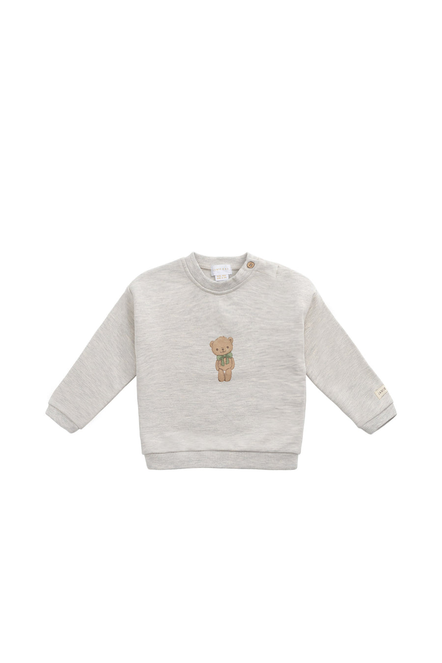 Organic Cotton Damien Sweatshirt - Oatmeal Marle Little Ted Childrens Top from Jamie Kay NZ