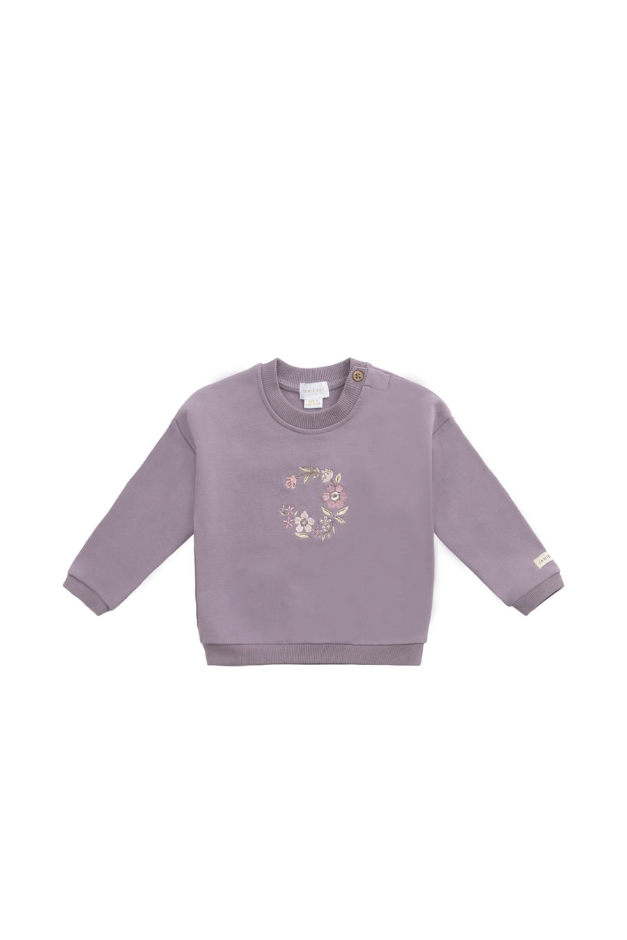 Organic Cotton Damien Sweatshirt - Vintage Violet Wreath Childrens Top from Jamie Kay NZ