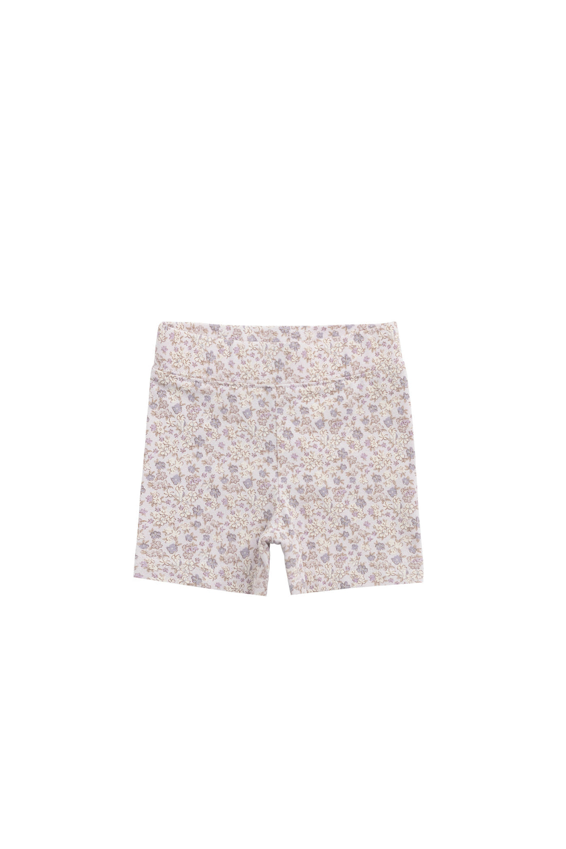 Organic Cotton Everyday Bike Short - Amber Floral Lilac Ash Childrens Short from Jamie Kay NZ