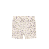 Organic Cotton Everyday Bike Short - Blueberry Field Raindrops Childrens Short from Jamie Kay NZ