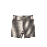 Organic Cotton Everyday Bike Short - Mini Gingham Bistre Childrens Short from Jamie Kay NZ