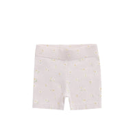 Organic Cotton Everyday Bike Short - Simple Flowers Lilac Childrens Short from Jamie Kay NZ