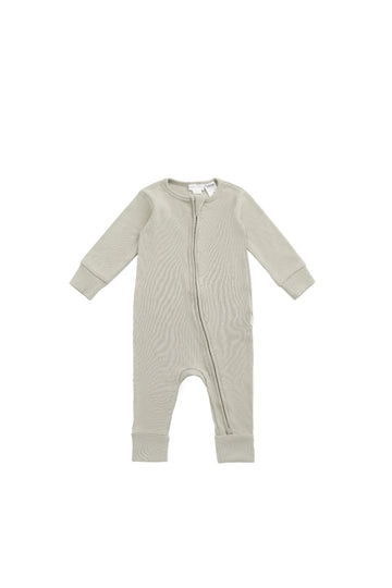 Organic Cotton Fine Rib Gracelyn Zip Onepiece - Mist Childrens Onepiece from Jamie Kay NZ