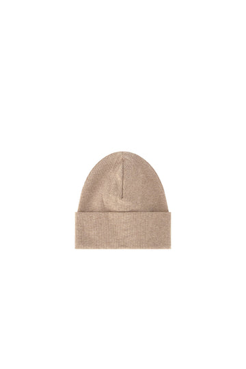 Organic Cotton Fine Rib Lennon Beanie - Sable Marle Childrens Hat from Jamie Kay NZ