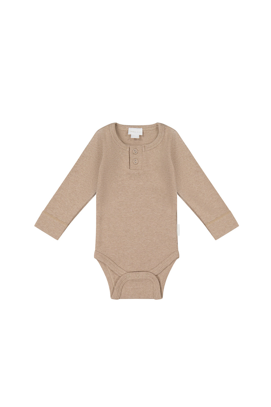 Organic Cotton Fine Rib Long Sleeve Bodysuit - Sable Marle Childrens Bodysuit from Jamie Kay NZ