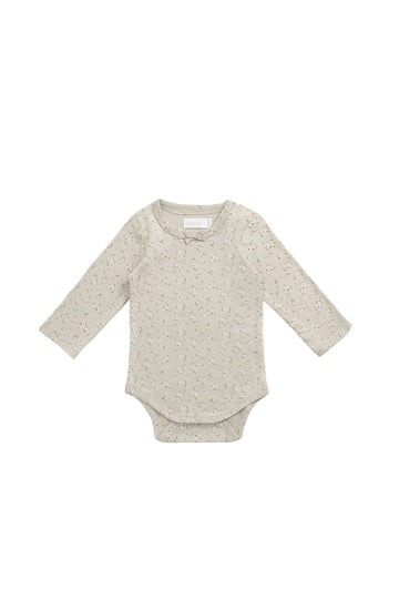 Organic Cotton Long Sleeve Bodysuit - Lulu Honeydew Childrens Bodysuit from Jamie Kay NZ