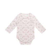 Organic Cotton Long Sleeve Bodysuit - Sweet Pea Floral Childrens Bodysuit from Jamie Kay NZ