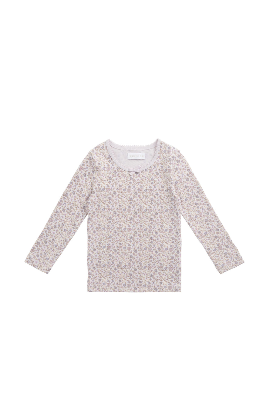 Organic Cotton Long Sleeve Top - Amber Floral Lilac Ash Childrens Top from Jamie Kay NZ