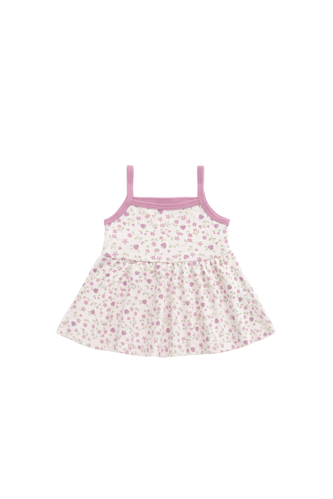 Organic Cotton Maple Singlet - Adaline Berries Ballet Pink Childrens Singlet from Jamie Kay NZ