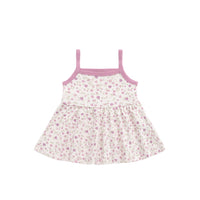 Organic Cotton Maple Singlet - Adaline Berries Ballet Pink Childrens Singlet from Jamie Kay NZ