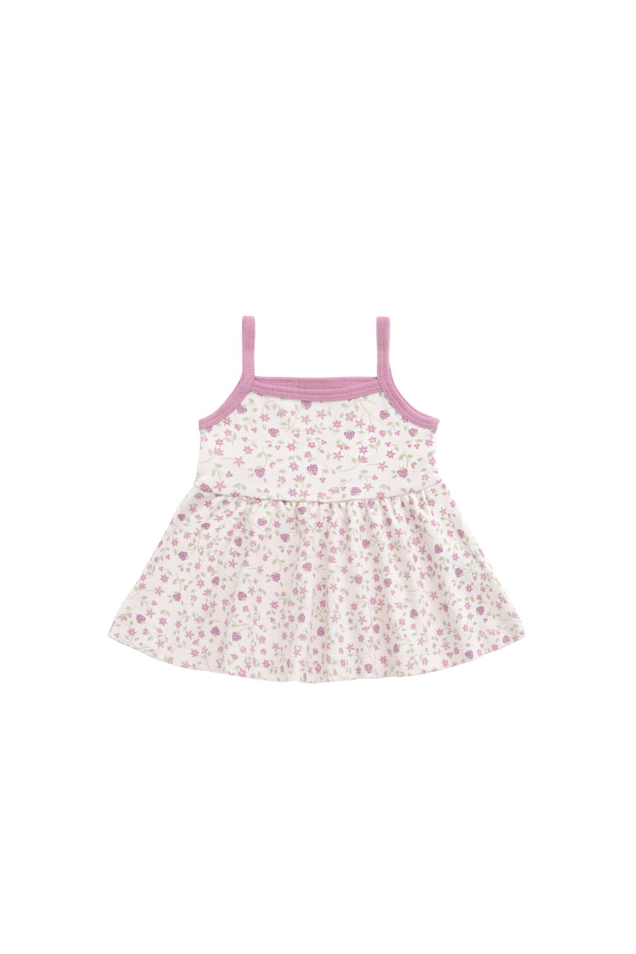 Organic Cotton Maple Singlet - Adaline Berries Ballet Pink Childrens Singlet from Jamie Kay NZ