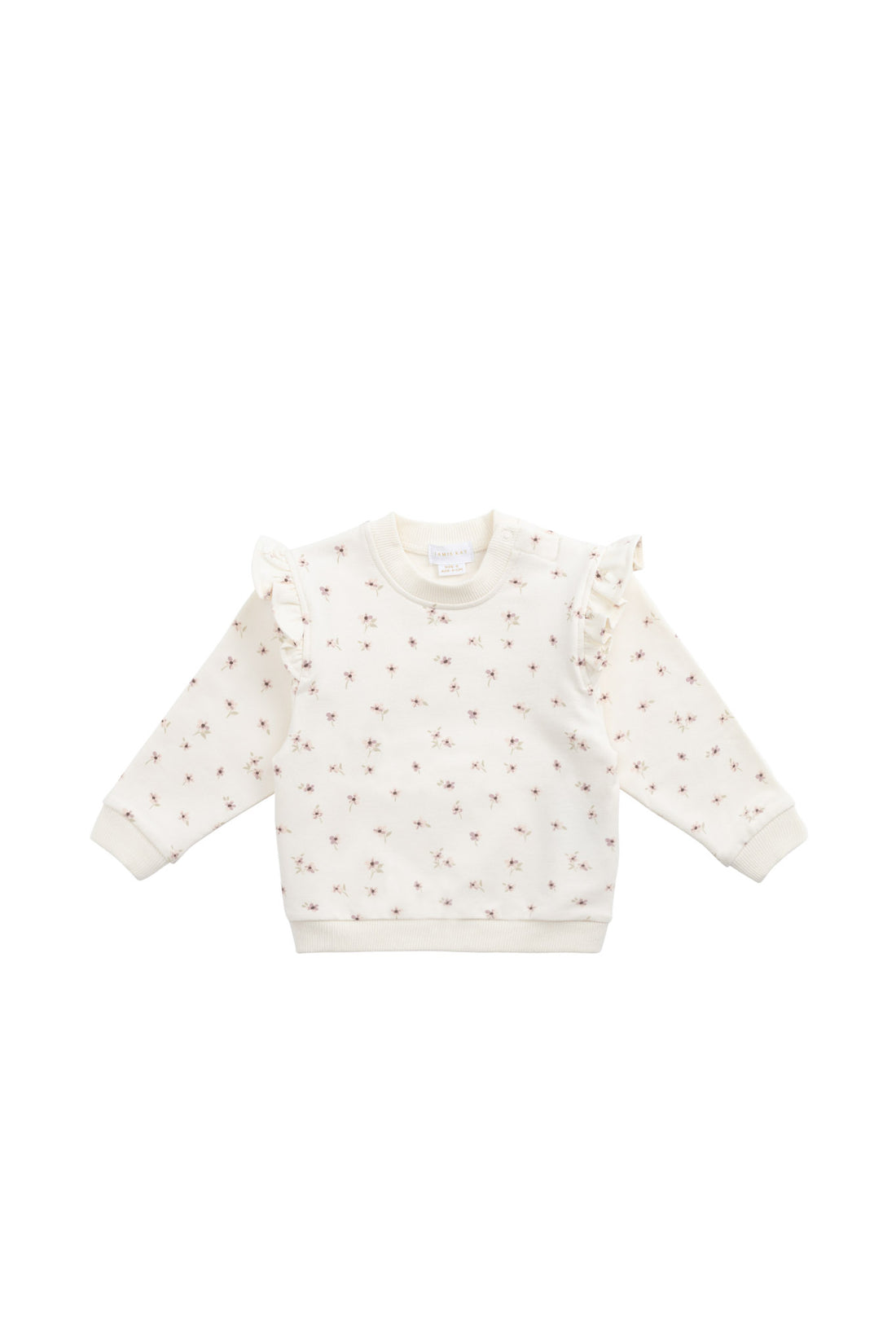 Organic Cotton Maple Sweatshirt - Simple Flowers Egret Childrens Top from Jamie Kay NZ