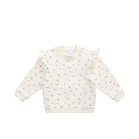 Organic Cotton Maple Sweatshirt - Simple Flowers Egret Childrens Top from Jamie Kay NZ