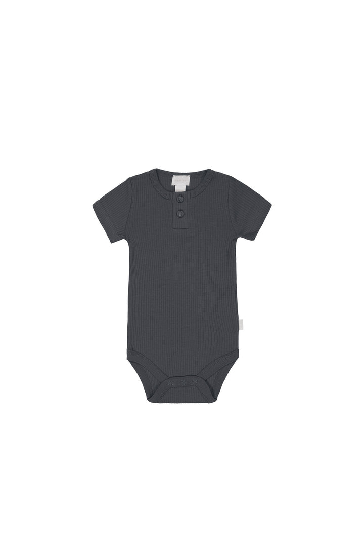 Organic Cotton Modal Darcy Rib Tee Bodysuit - Icelandic Marle Childrens Bodysuit from Jamie Kay NZ