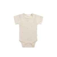 Organic Cotton Modal Darcy Tee Bodysuit - Milky Way Buff Childrens Bodysuit from Jamie Kay NZ