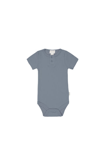 Organic Cotton Modal Darcy Rib Tee Bodysuit - Pebble Childrens Bodysuit from Jamie Kay NZ